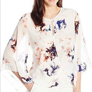 Vince Camuto Wrap-Front Floral Blouse